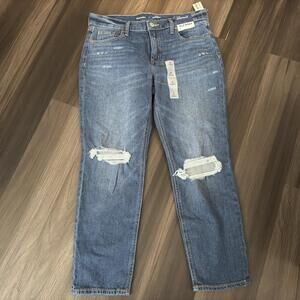 Old Navy MidRise Boyfriend Jeans Women’s Size 4 Dark Wash Distressed